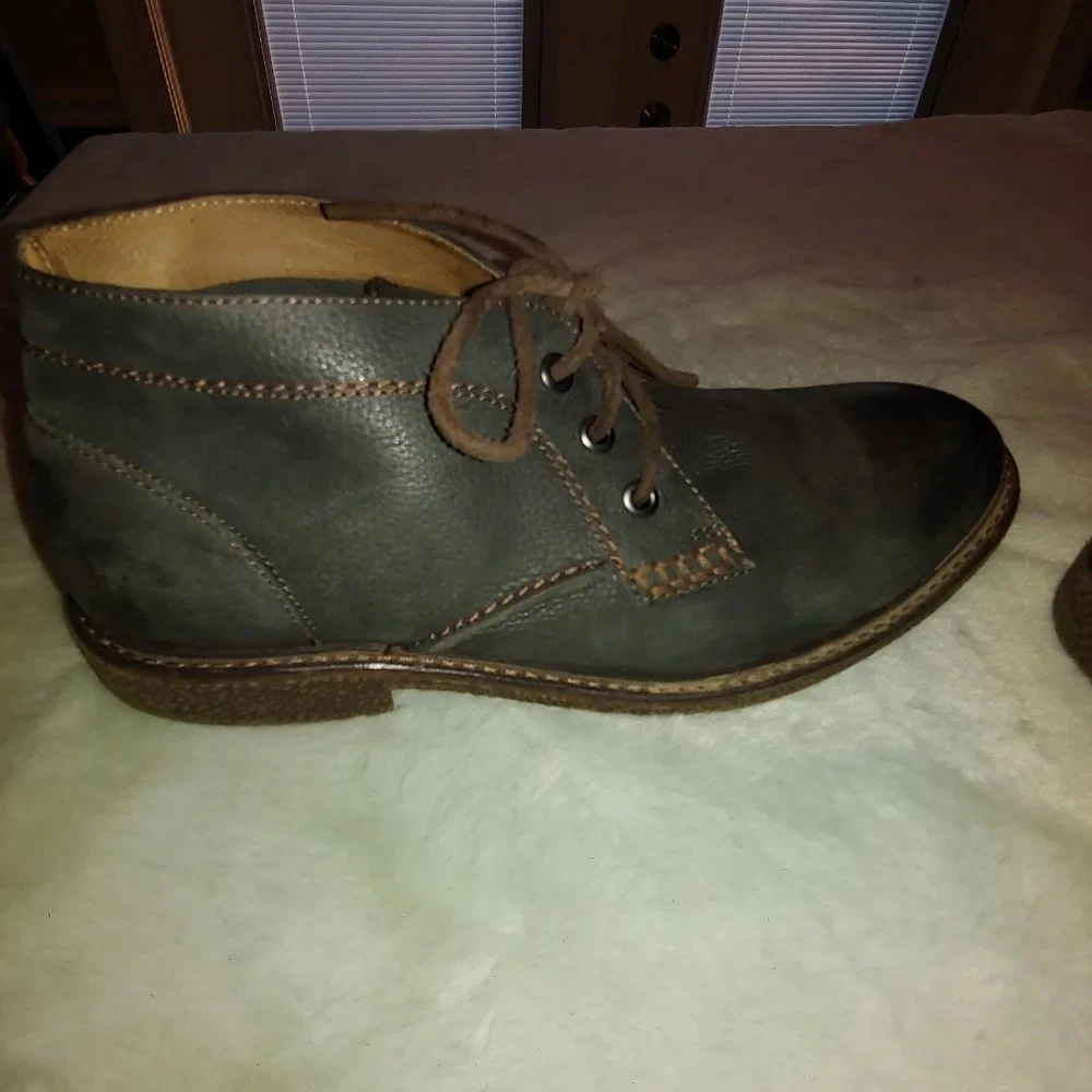 Johnston & Murphy gray black men's leather casual lace shoe 8